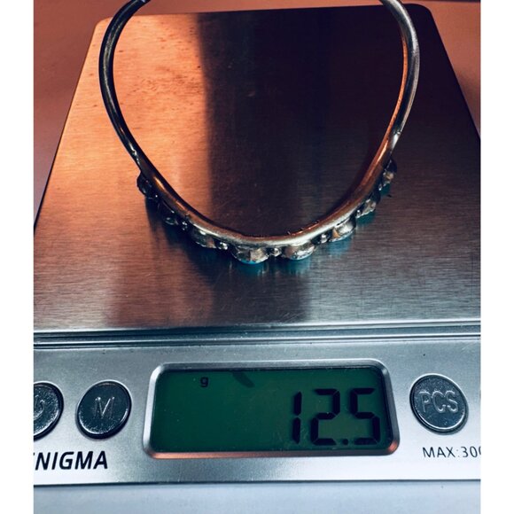 Vintage Sterling Silver Turquoise Cuff Bracelet 925 Navajo Style Size 6 - Picture 8 of 11